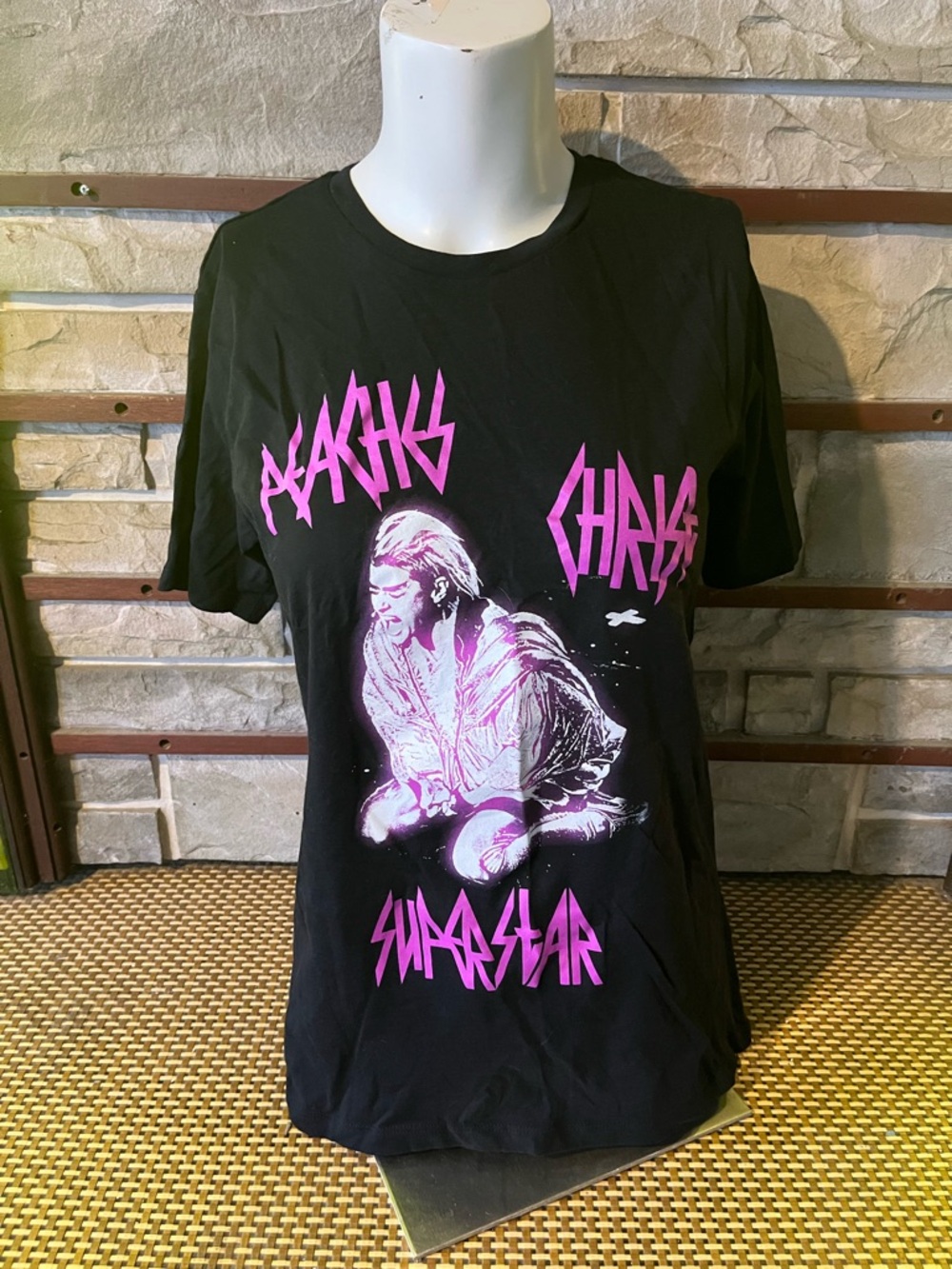 Black Graphic  Pink Band Artwork - Women Tops Peaches Christ Superstar Small